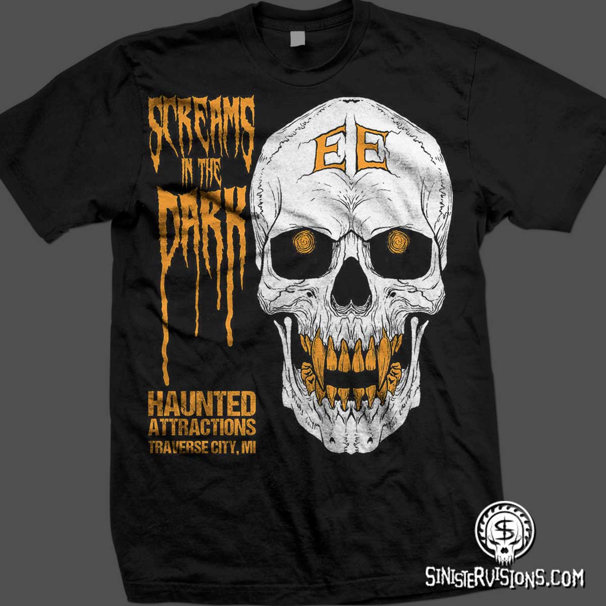 Sinister Visions: T-shirt design for haunted houses, haunted ...